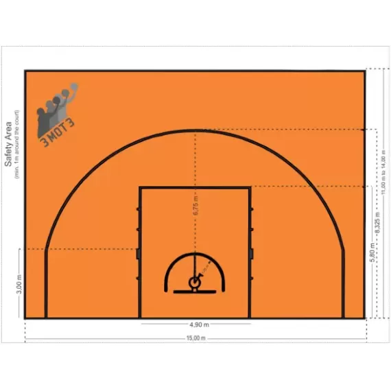 Heldekkende oppmerking basketballbane